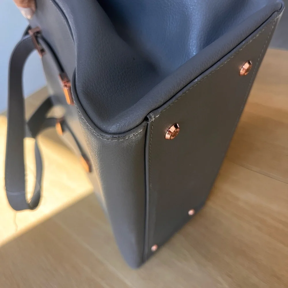 Ted Baker Charcoal Briefcase Bag with Rose Gold Hardware